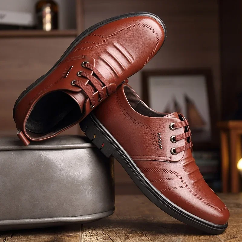 Leather Male Dress Shoes Man Casual Leather Shoes Business Mens Shoe Men Loafers England Flats Breathable Sport Outdoor Footwear