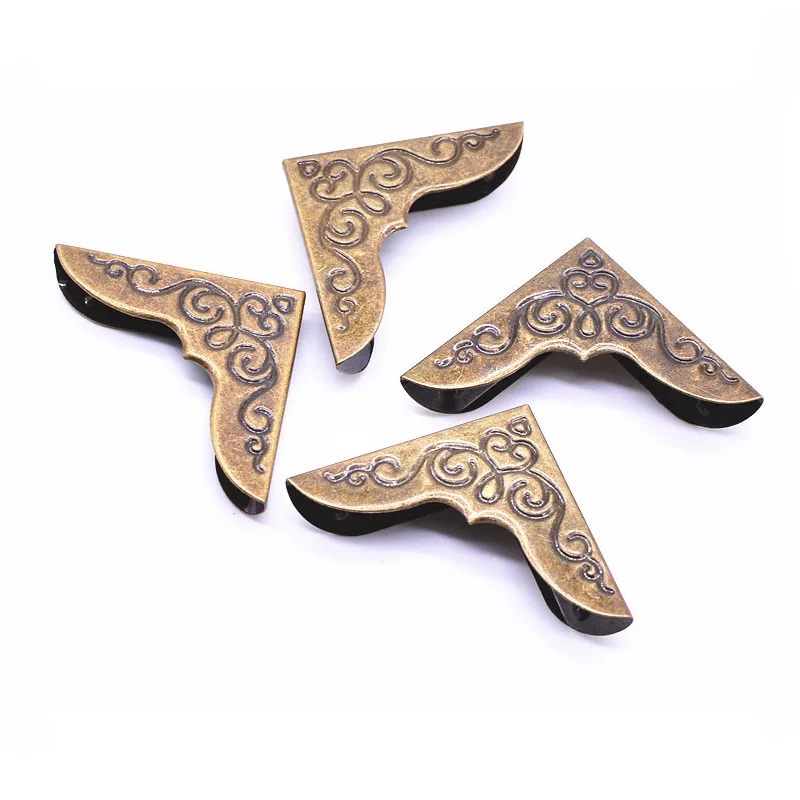 20Pcs Bronze Metal Book Corner Trilateral Album Menus Folders Box Corner Protectors For Decor Gold Decoration 30x30x3.5mm CP1582