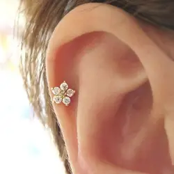 2pcs Stainless Steel Zircon Flower Cartilage Earring Tragus Earring Ear Stud Ear Piercing Jewelry