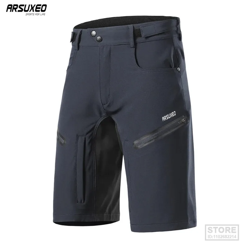 ARSUXEO Men's Cycling Shorts Loose Fit MTB Mountain Bike Shorts Outdoor Sports Hiking Downhill Bicycle Short Pants 2006