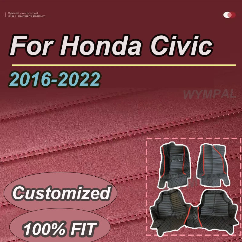 

LUXURY Car floor mats for Honda Civic 2016 2017 2018 2019 2020 2021 2022 Custom auto foot Pads automobile carpet cover