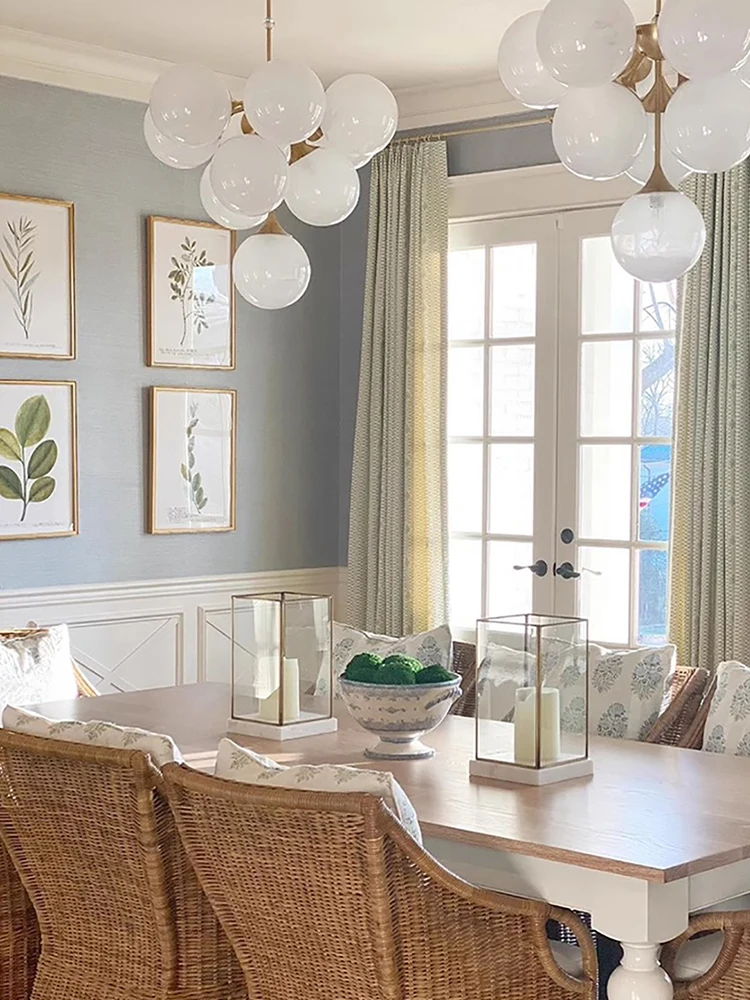 White Grape Pendant Lights LED Home Modern Glass Hanging Lamps for High Ceiling Cottage Living Room Decor Lustre Staircase