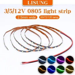 LED 스트립, 얇은 2.5mm 너비, 흰색, 빨간색, 파란색, 녹색, 노란색 모델 비행기, 모래 테이블, LED 발광 장식 테이프, 1M DC, 12V, 5V, 3V