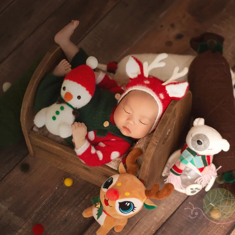 ❤️Newborn Photography Christmas Clothing Cute Hat+Top+Pants 3Pcs/Set Baby Photo Props Accessories Studio Shoot Clothes Outfits