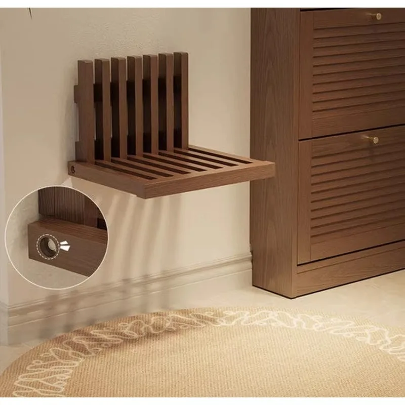

Folding shoe changing stool wall-mounted shoe stool rack