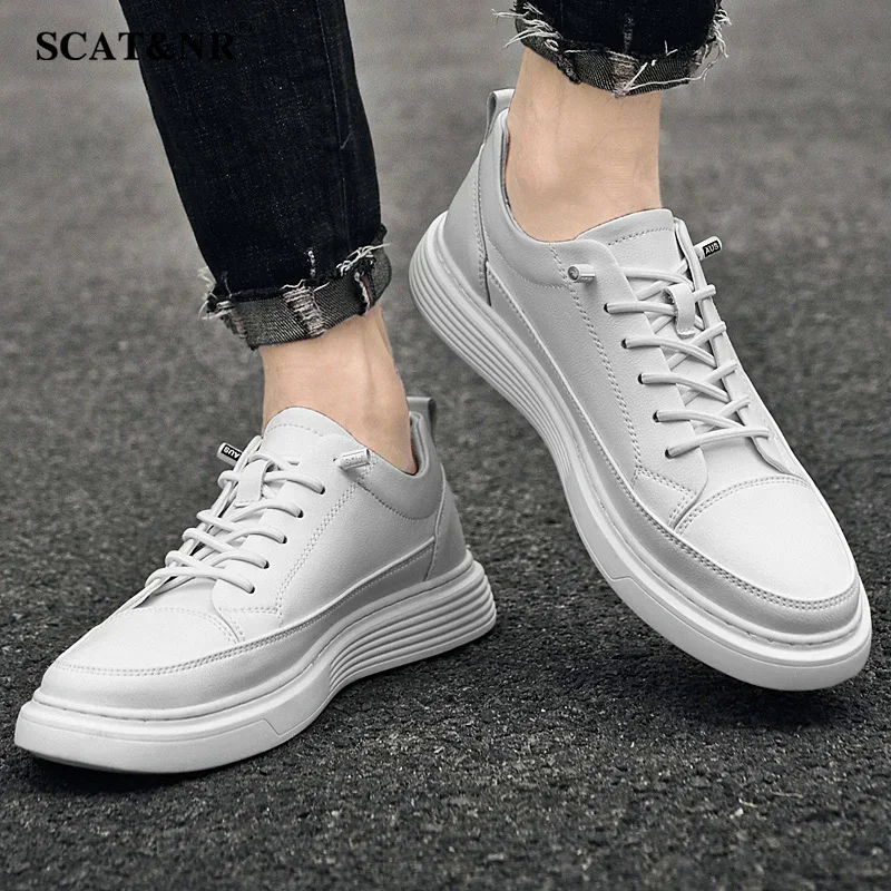 Genuine leather casual shoes men white sneakers fashion designer all-match Four Seasons retro low top walking MEN\'S SHOES casual