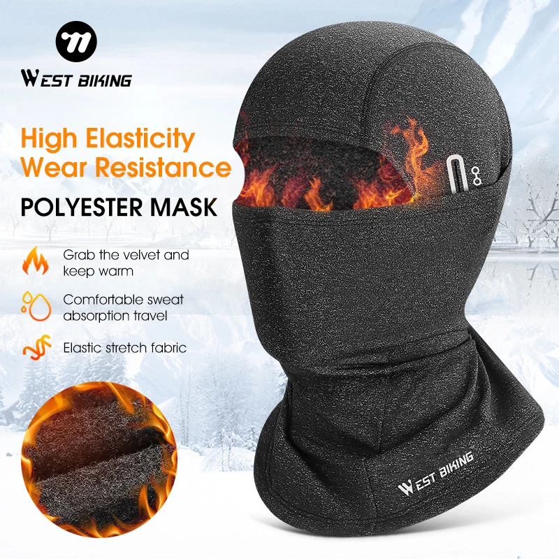 WEST BIKING Winter Cycling Cap Fleece Balaclava Bicycle Headwear Scarf Men Women Ski Helmet Liner Full Face Windproof Mask