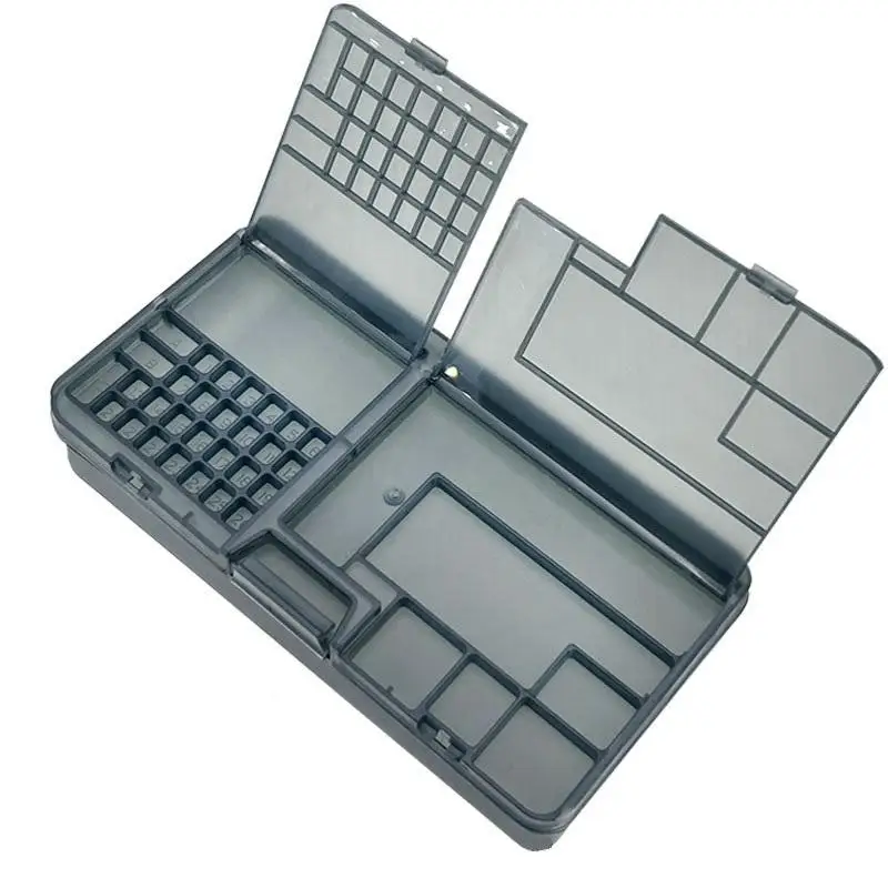 

NEW Screw Accessories Organization DIY Storage For Phone Repair Tool Bright Black Double-layer Electronic Component Storage Box