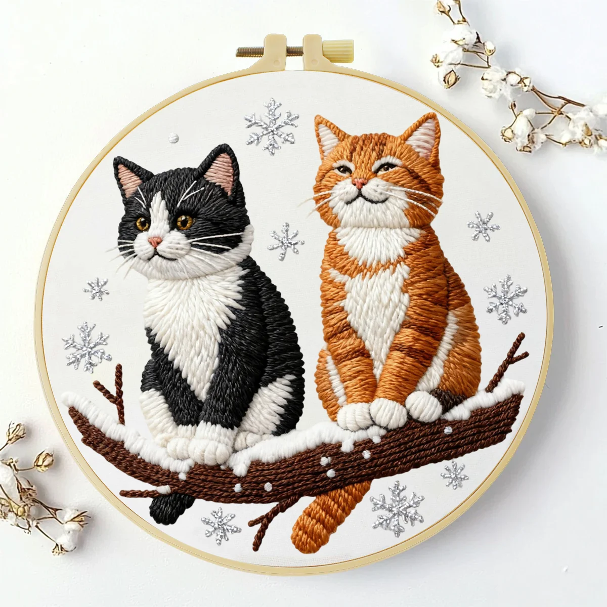 1 Stück 20X20CM/15X15CM 7,87/6,3 Zoll Katzen-Stickerei-Starter-Kit DIY-Kit DIY-Stickerei-Set für Anfänger Nähkunst – Detail 2