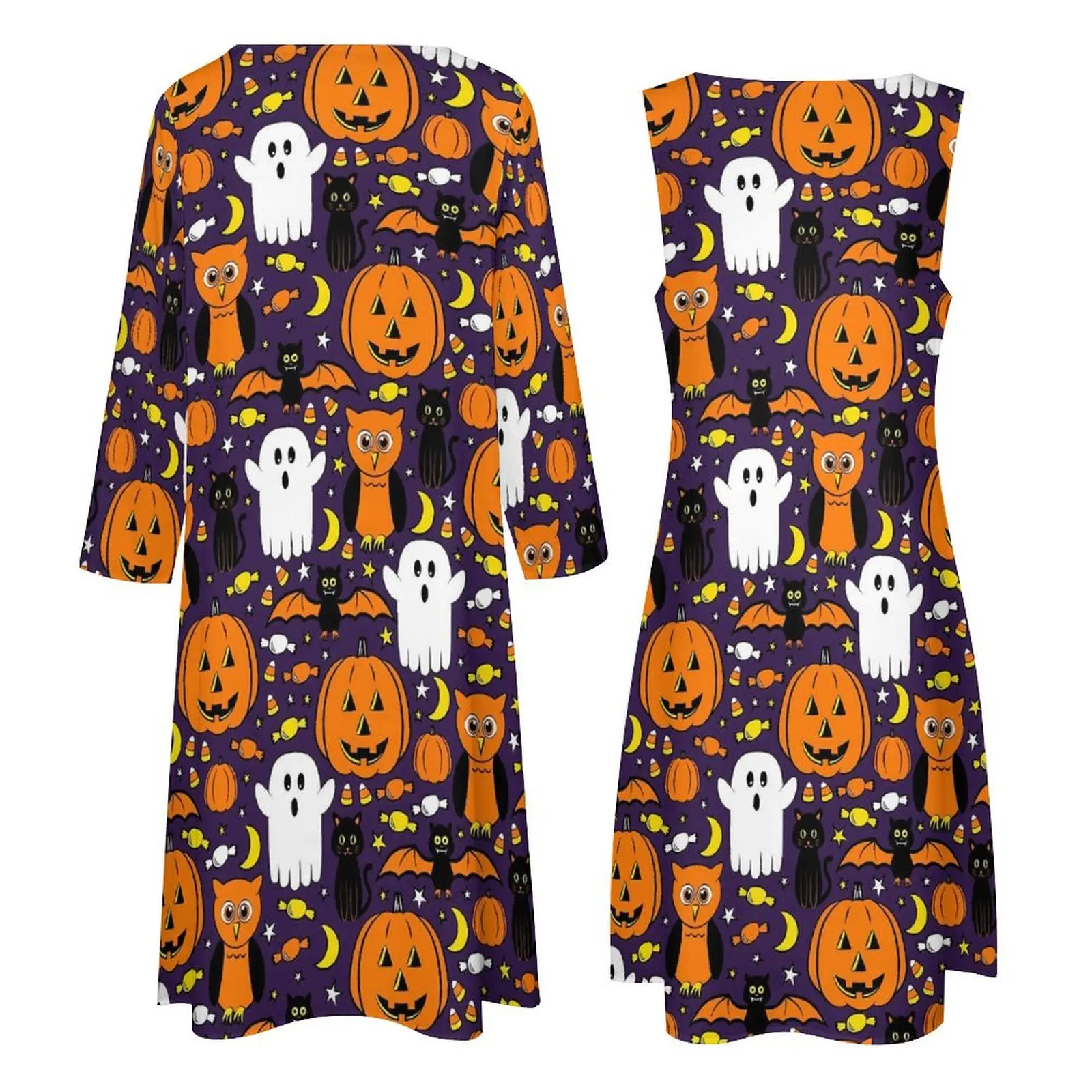 Happy Haunts Jurk Ghost En Pompoen Party Maxi Jurk Mode Boho Strand Lange Jurken Vrouwen Lange Mouw Ontwerp Big Size Vestidos