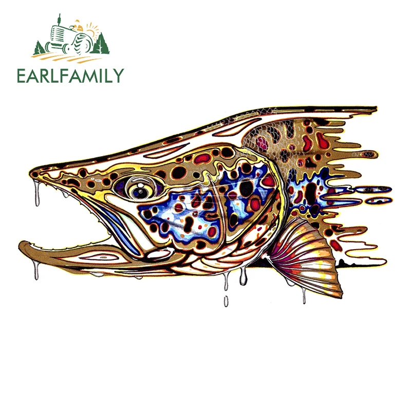 EARLFAMILY-Autocollants étanches pour voiture, moto, truite, poisson, auto, réfrigérateur, graffiti, Van, JDM, montres, camping-car, 13cm
