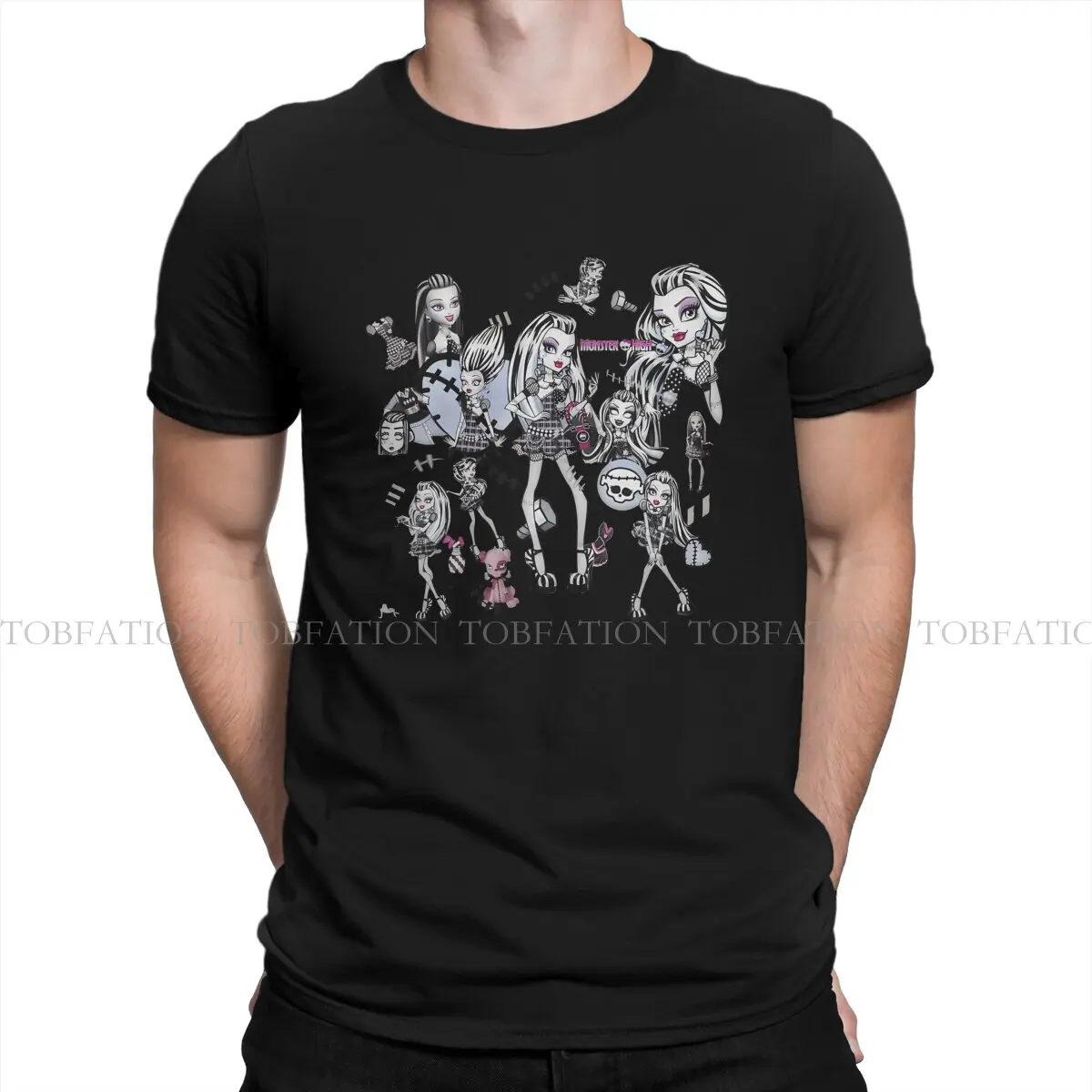 Monster High Anime FRANKIE STEIN CASE T Shirt Grunge Men's Tees Summer Cotton Clothing Harajuku Crewneck TShirt