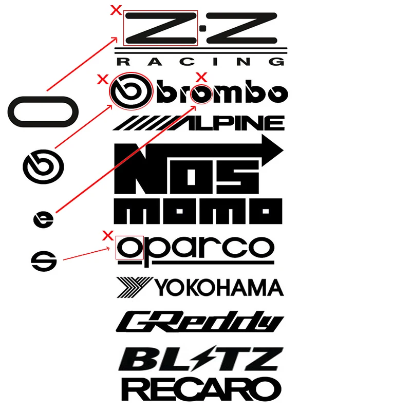 10Pcs Car Racing Sponsor Stickers Set Reflective Automobile Door Window Decor Vinyl Stickers Decals Kit