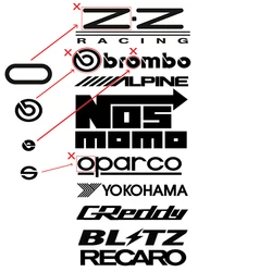 10Pcs Car Racing Sponsor Stickers Set Reflective Automobile Door Window Decor Vinyl Stickers Decals Kit
