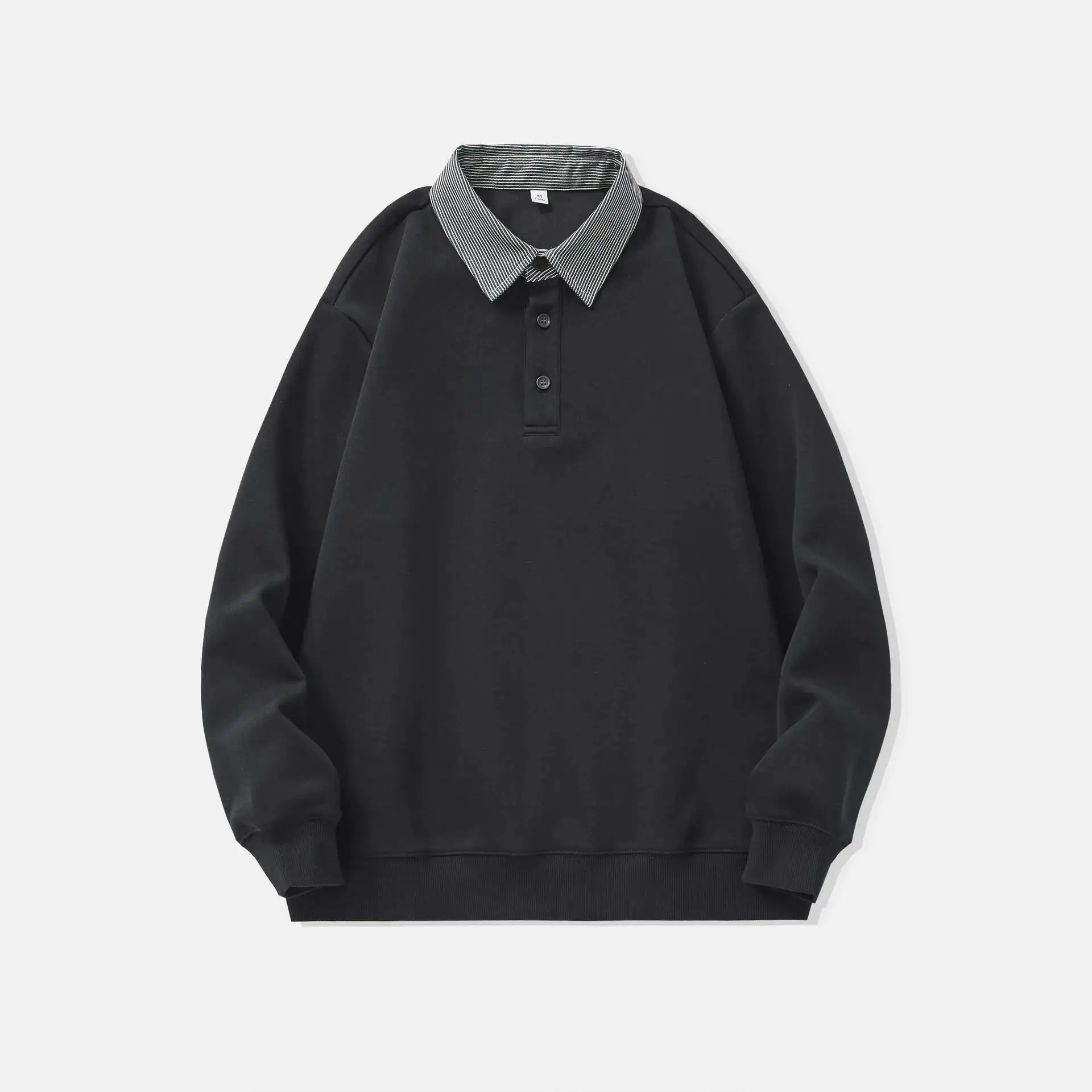 قميص ثقيل الوزن مكون من قطعتين بقلنسوة للرجال فضفاض بأكمام طويلة وياقة مقلوبة على الطراز الأمريكي القديم لربيع الخريف #5