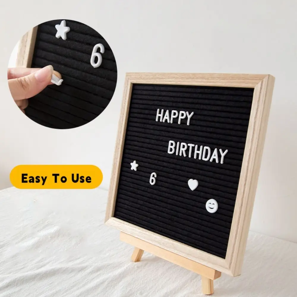 Multifunctional Wooden Letter Message Board 10x10 Inch Home Decorations Felt Letter Board Changeable Symbols Blackboard Home