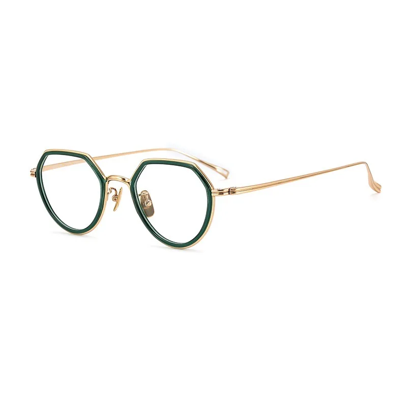 

Japanese ultra-light pure titanium retro irregular small face female anti-blue light myopia high degree glasses frame