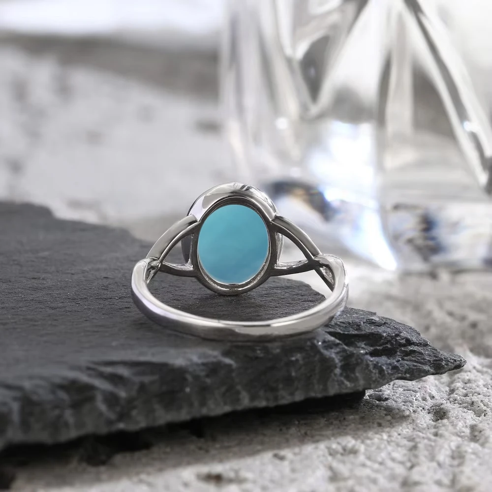 S925 فضة الزبرجد خواتم خواتم بسيطة الأزرق الحجر الطبيعي البيضاوي 8*10 مللي متر هدايا الحفلات غرامة مجوهرات خواتم للنساء #3