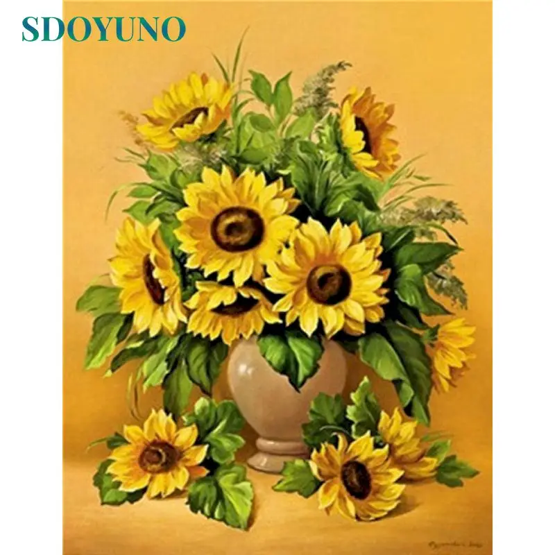 

SDOYUNO Paint By Number Sunflower Drawing On Canvas Hand Painted Painting Art Gift DIY Pictures By Numbers Kits Home Decor