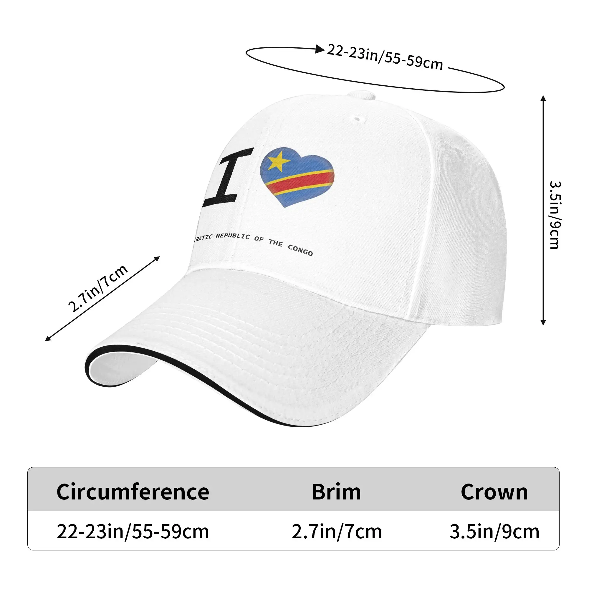 I Heart Democratic Republic Of The Congo Baseball Cap  Men Custom DIY Trucker Hat Sun Visor Hiking Fishing Snapback Cap Gift