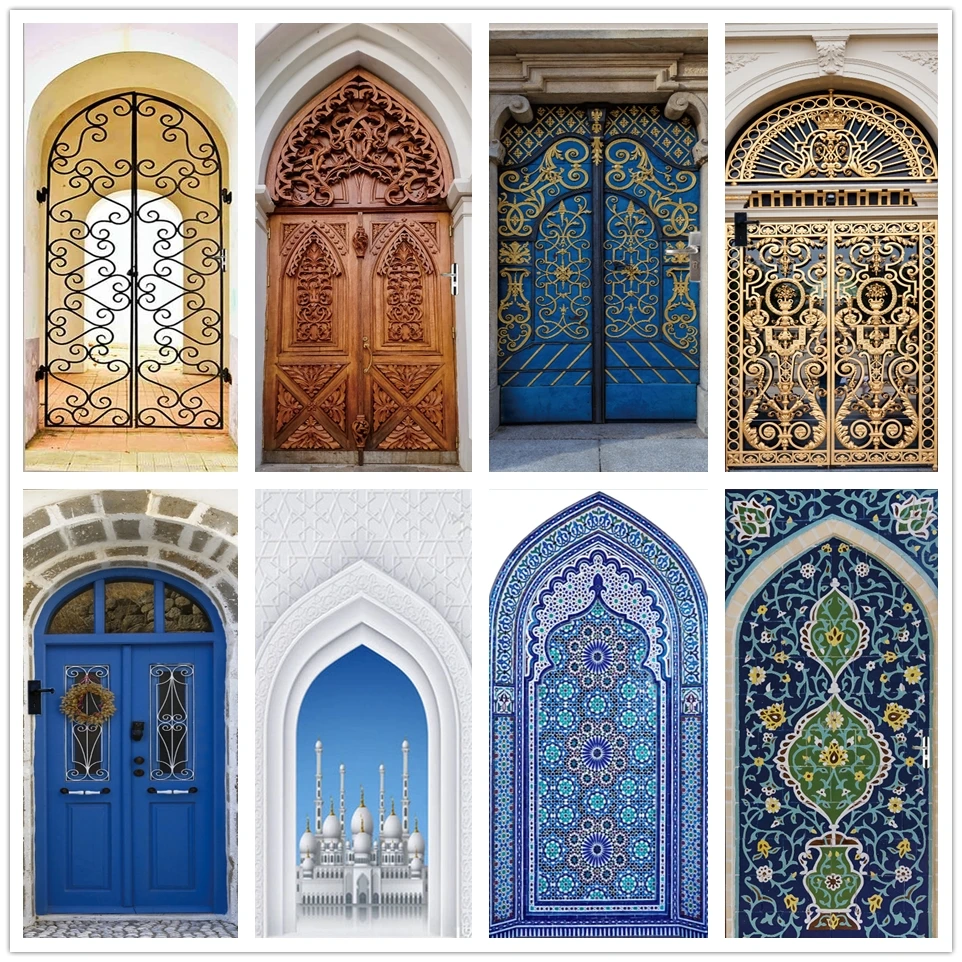 Arabic Style Door Sticker Self Adhesive Wallpaper Living Room Bedroom Decor Muslin Style Decal Door Cover Home Design Decoration