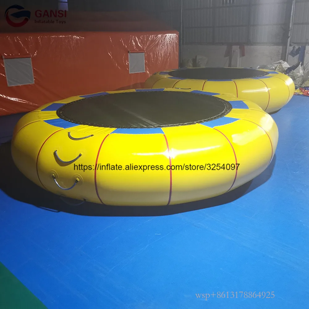 Ocean Games Inflatable Water Floating Island Trampoline 4M Inflatable Jumping Pillow For Sea