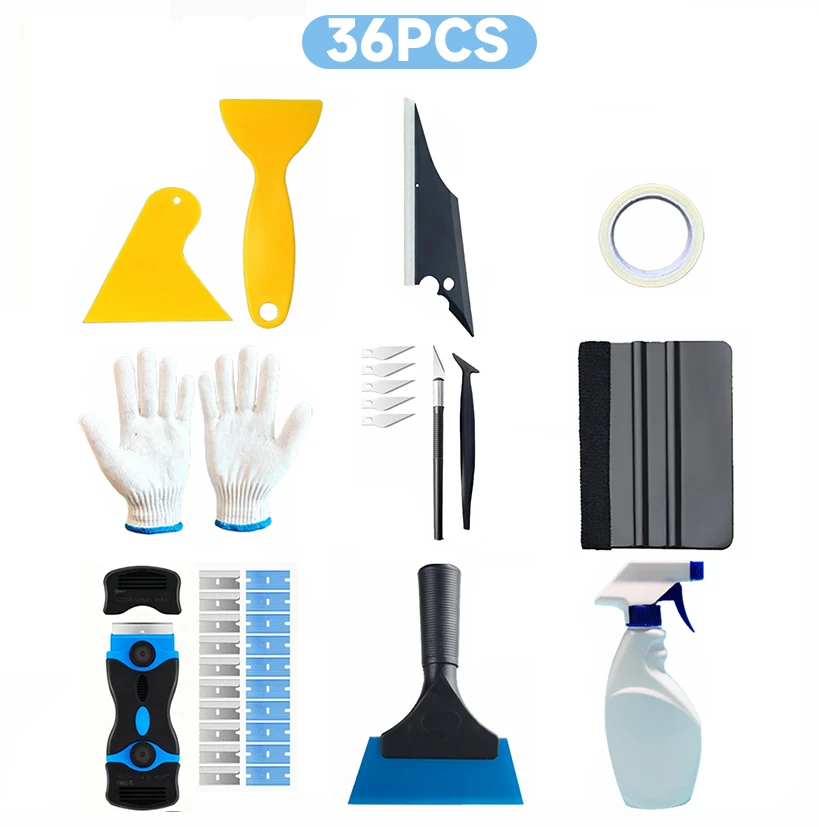 

36 Piece Car Window Film Installation Kit | All Tools Included (cutting Machine/rubberScraper/plastic Scraper/cutting Knife) | D