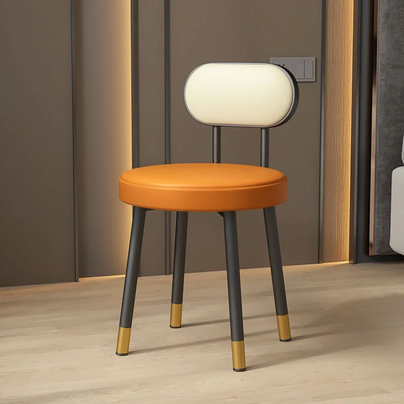 Nordic style Dining Chair Back Chair Small Round Stool Makeup Chair Bedroom Nail Dressing Chairs Simple Patchwork Color Pratical