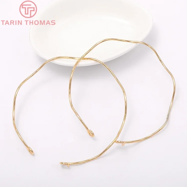 

(3398)4PCS 65MM 24K Gold Color Brass High Bracelet Quality Jewelry Making Supplies Diy Findings Accessories