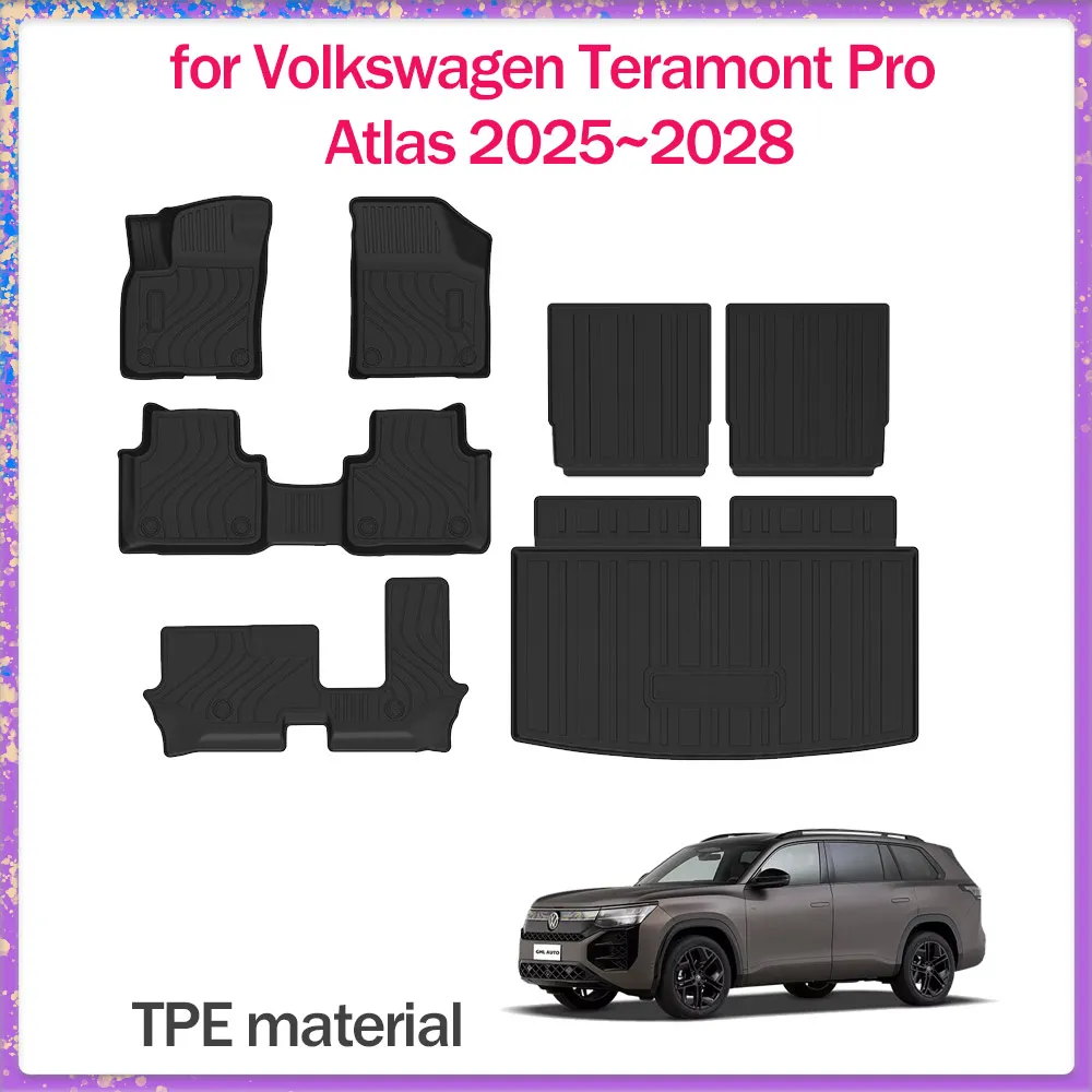 

Car Floor Mat for Volkswagen VW Teramont Pro Atlas 2025~2028 2026TPE Foot Interior Liner Waterproof Trunk Pad Carpet Accessorie