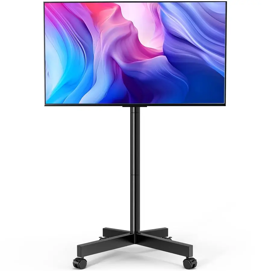 Carrito para TV con Ruedas, Soporte Móvil para TV LCD LED OLED 4K Smart TV de 23 a 65 Pulgadas, hasta 110 lb, Altura Ajustable, Portátil