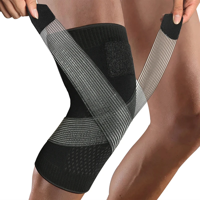 Genouillères de sport élastiques pressurisées pour hommes et femmes, 1 pièce, équipement de Fitness, basket-ball, volley-ball, attelle de protection, Bandage