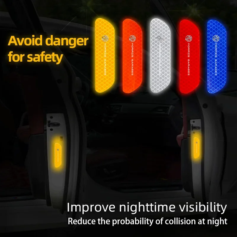 Car Door Reflective Sticker Night Warning Light Decal For MG MG7 MG6 MG5 ZS MG4 EV ONE Cyberster HS MG3 MARVEL R