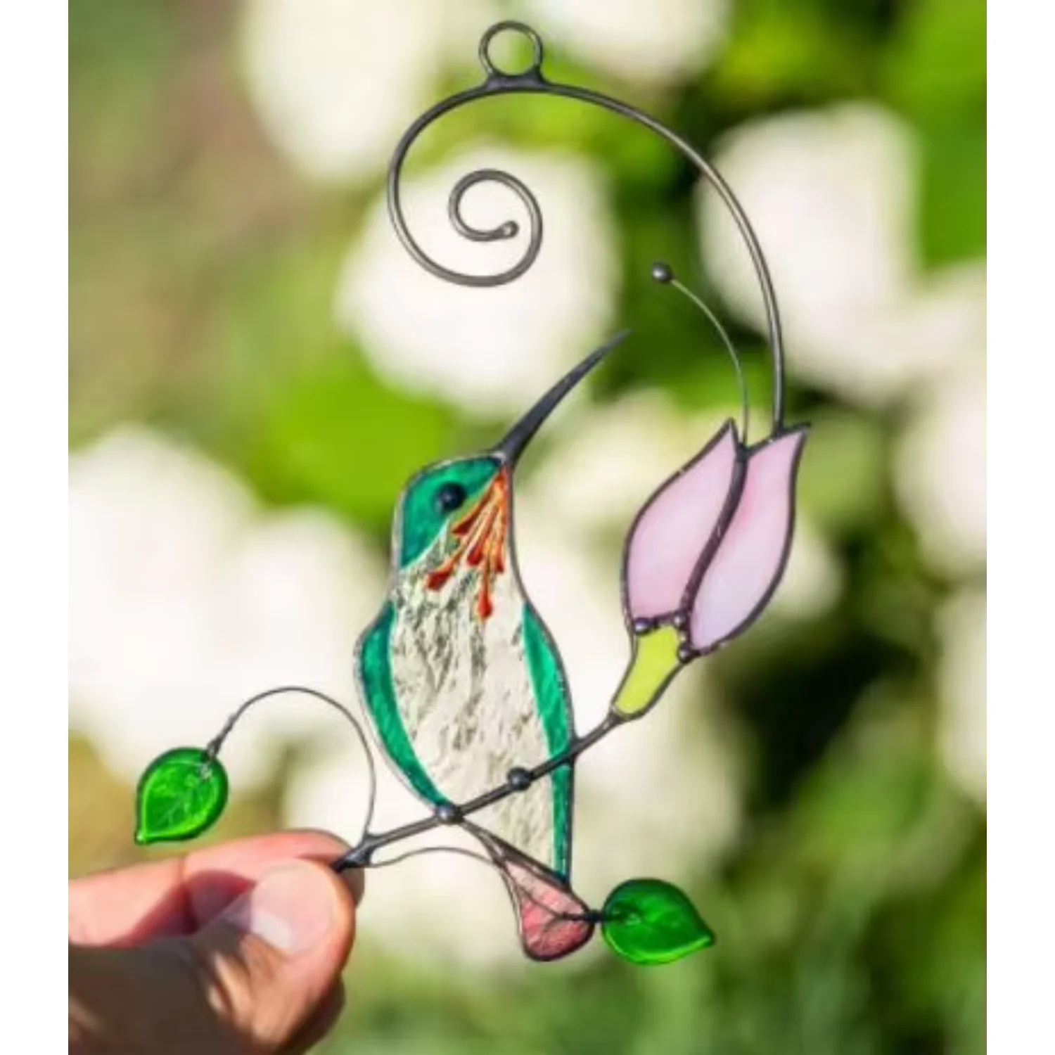 زينة الطيور الطنانة لنافذة حديقة طيور الحب معدن كريستال الحرف نافذة الشمس الماسك حلي معلقة