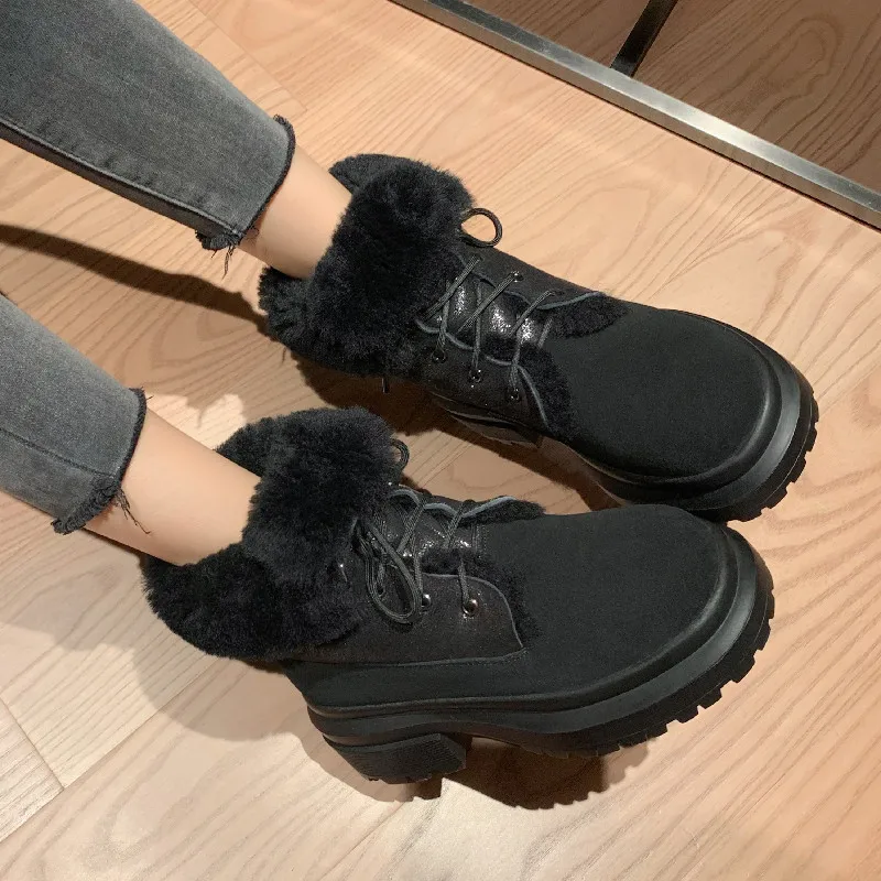 FEDONAS Outdoor Leisure donna stivaletti bambino pelle scamosciata inverno caldo lana lavoro piattaforme stringate stivali da neve scarpe donna