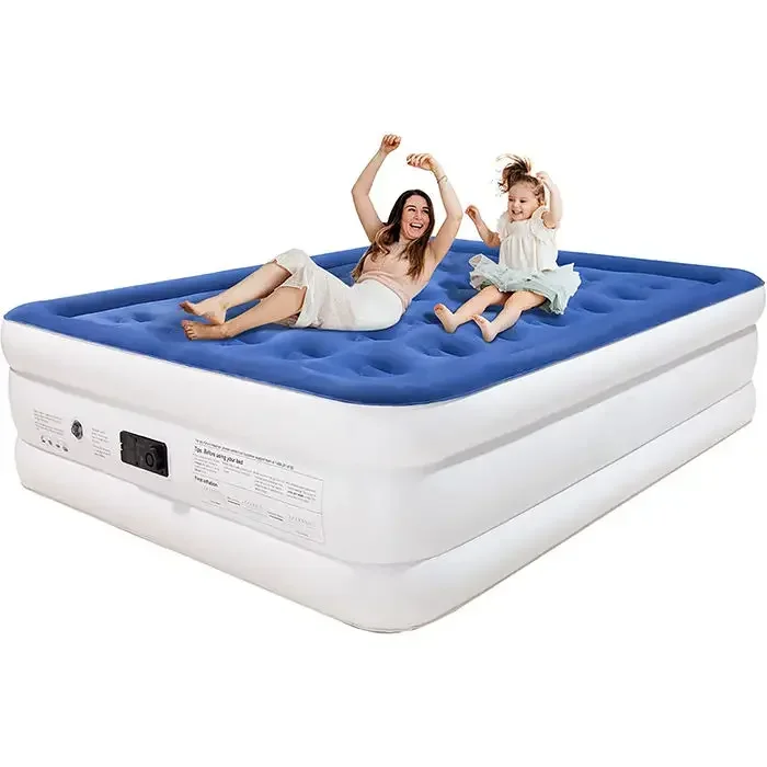 Electric Inflation air mattress hot selling Blow Up Air Bed Soft Plush Flocking Mattress Durable Automatic