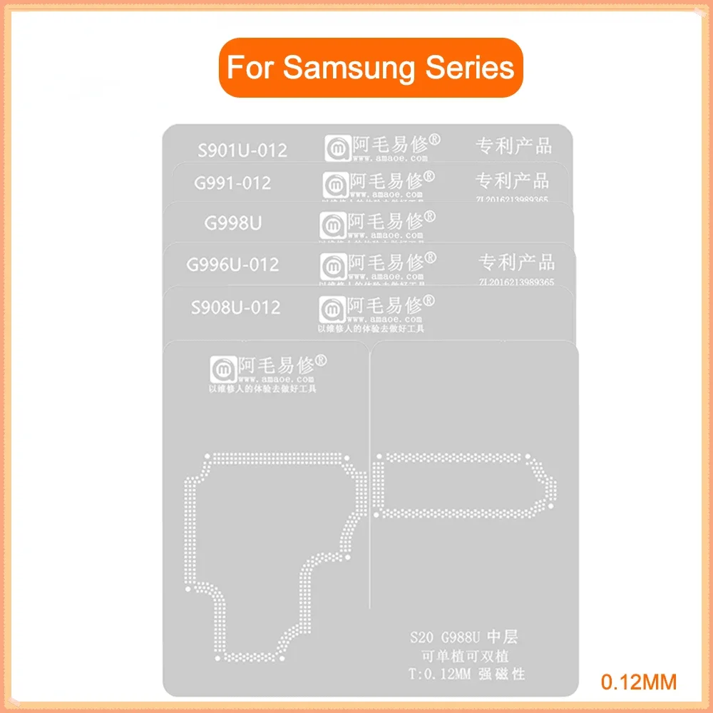 

BGA Reballing Stencil For Samsung S10 S20 S21 S22 S23 S24 Ultra Note20 ZFold 3/4 ZFlip Series Mainboard Middle Layer Soldering