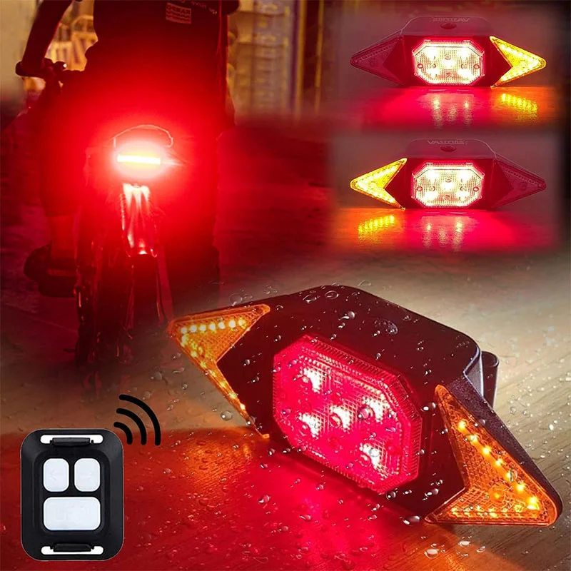 Bike Tail Light With Turn Signals Wireless Remote Control Led Bicycle Rear Light USB Rechargeable Safety Warning Cycling Lights