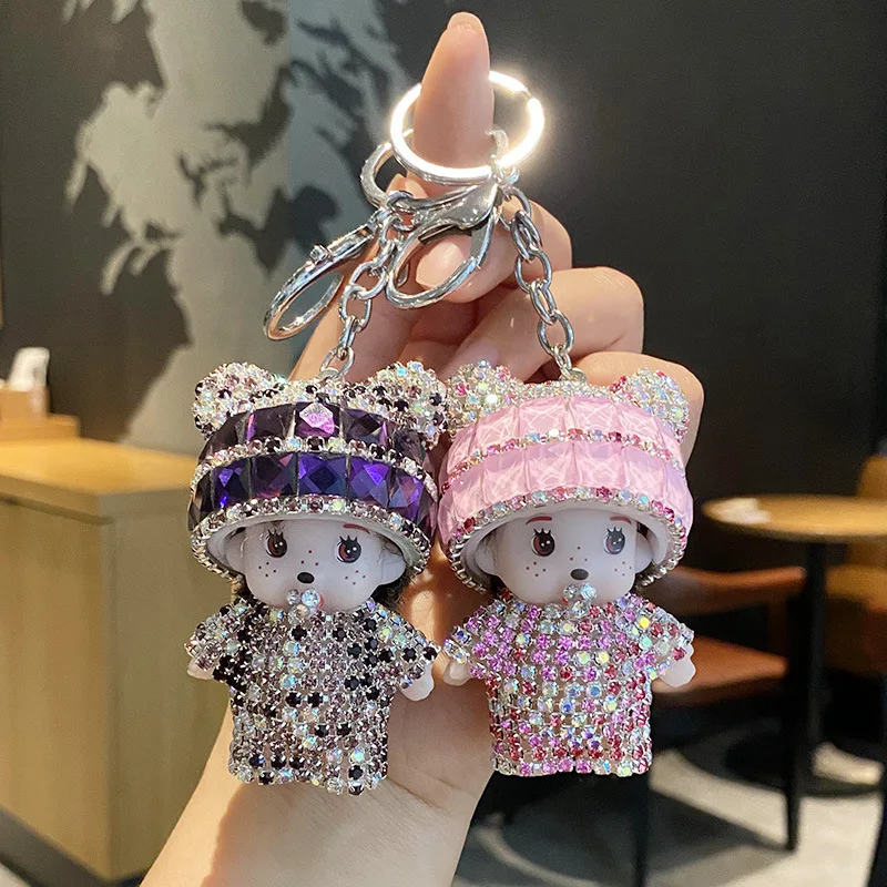 New Kawaii Cute formongqiiq Diamond Car Keychain Female Cartoon Couple Car Bag Pendant Children’s Birthday Gift Christmas Gift view 3