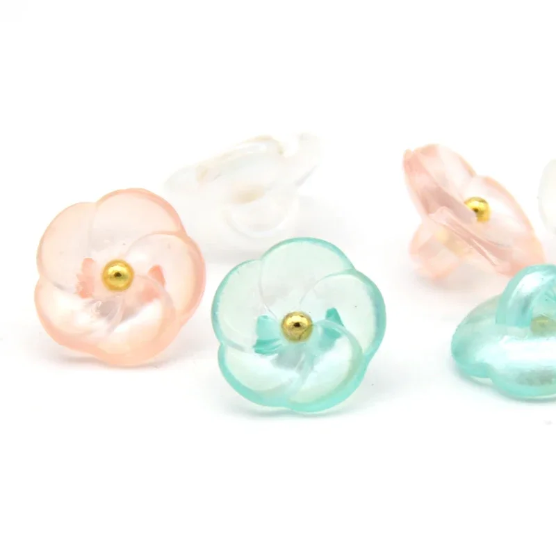 Botones de mango de flores para niños, ropa de mujer, accesorios de costura decorativos pequeños, blanco, rosa, verde, 20 piezas, venta al por mayor