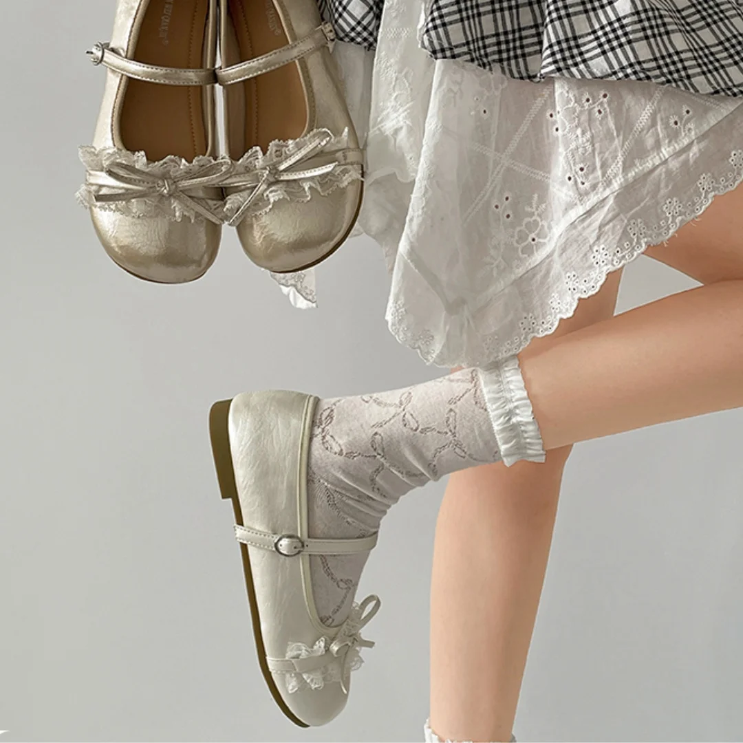 Laag uitgesneden flats dames Franse balletschoenen 2025, zomer nieuwe loafers zachte zolen ronde neus Mary Jane vakantiecadeau dating rok-match