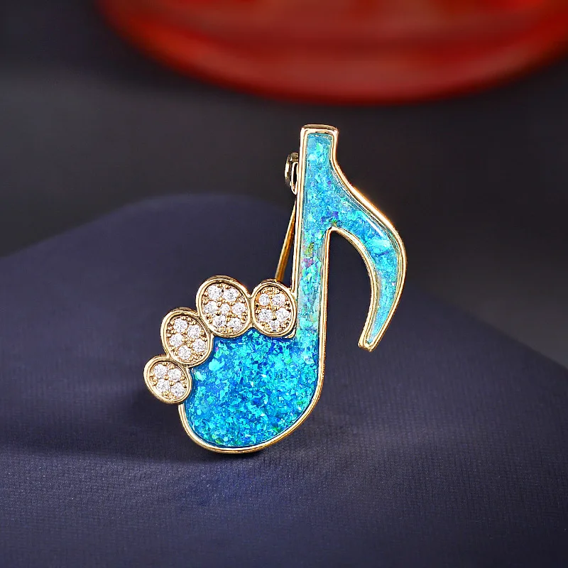 

New Fashion Music Symbol Brooch Slightly Inlaid Zirconium Lovely Cat Paws Corsage High-end Suit Dress Pin Jewelry for Women