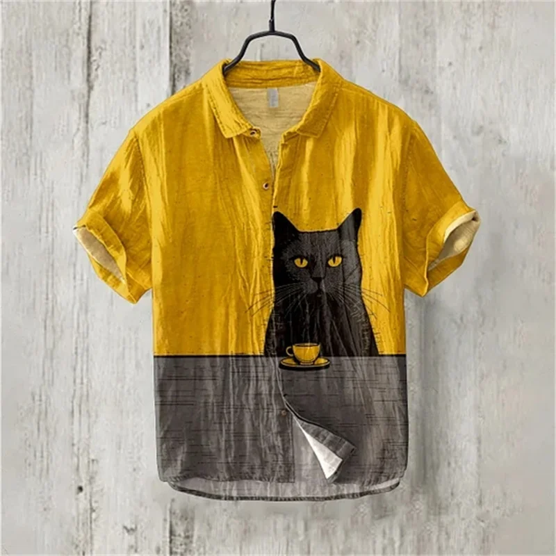 New men's short sleeve shirt with animal fish 3D printing, men's polo casual comfortable shirt, sizes XS-5XL