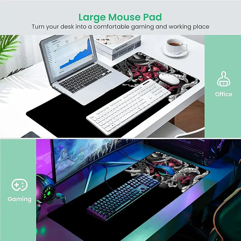 Ukiyo-e tema fantasmas anime mouse pad borracha antiderrapante tapete de mesa acessórios para pc tapete de jogos teclado estendido mousepad maus pad