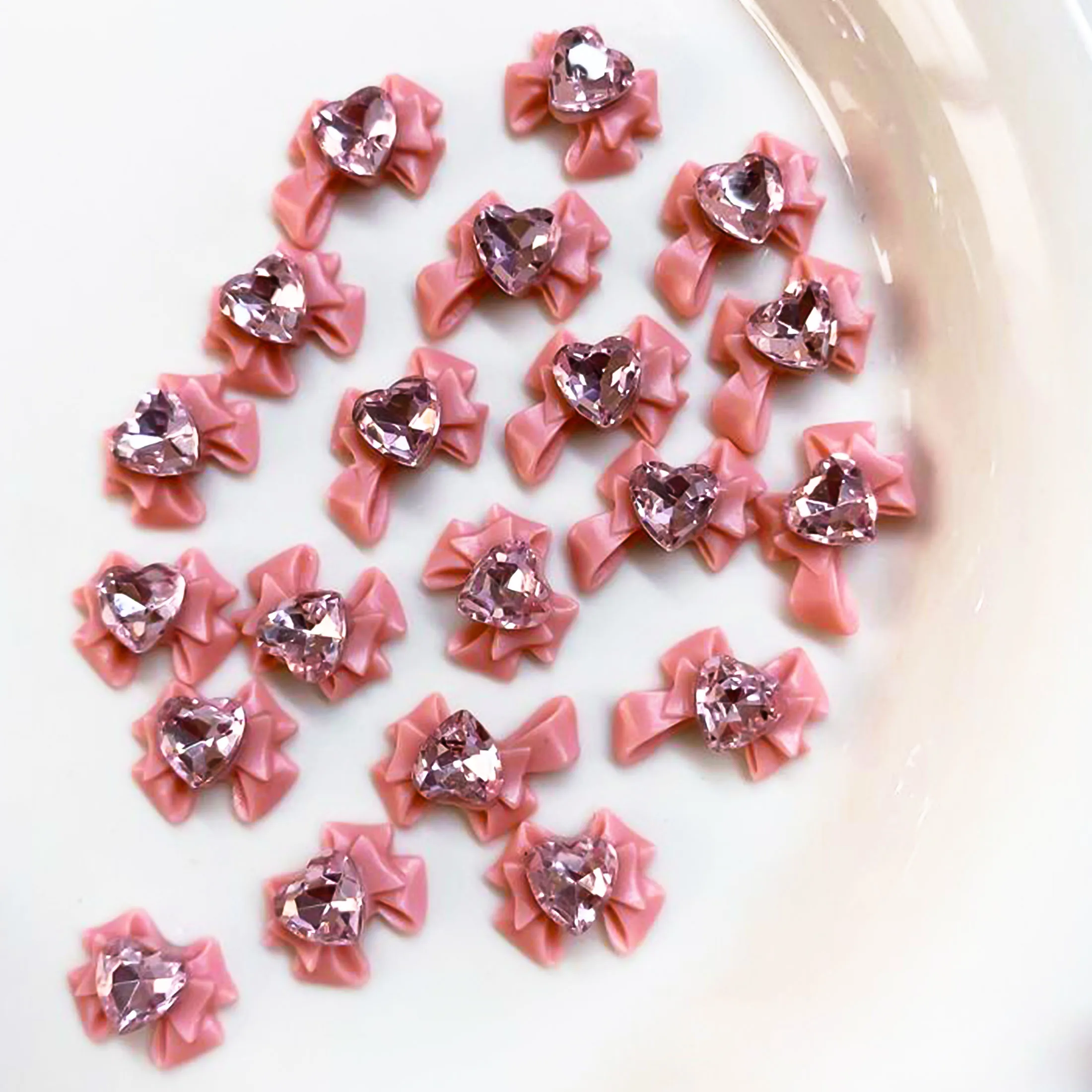 20 قطعة ثلاثية الأبعاد الشريط القوس لامعة كريستال المحبة القلب مسمار التدريبات ل مانيكير تصميم ملحق لتقوم بها بنفسك مسمار الفن الديكور #5