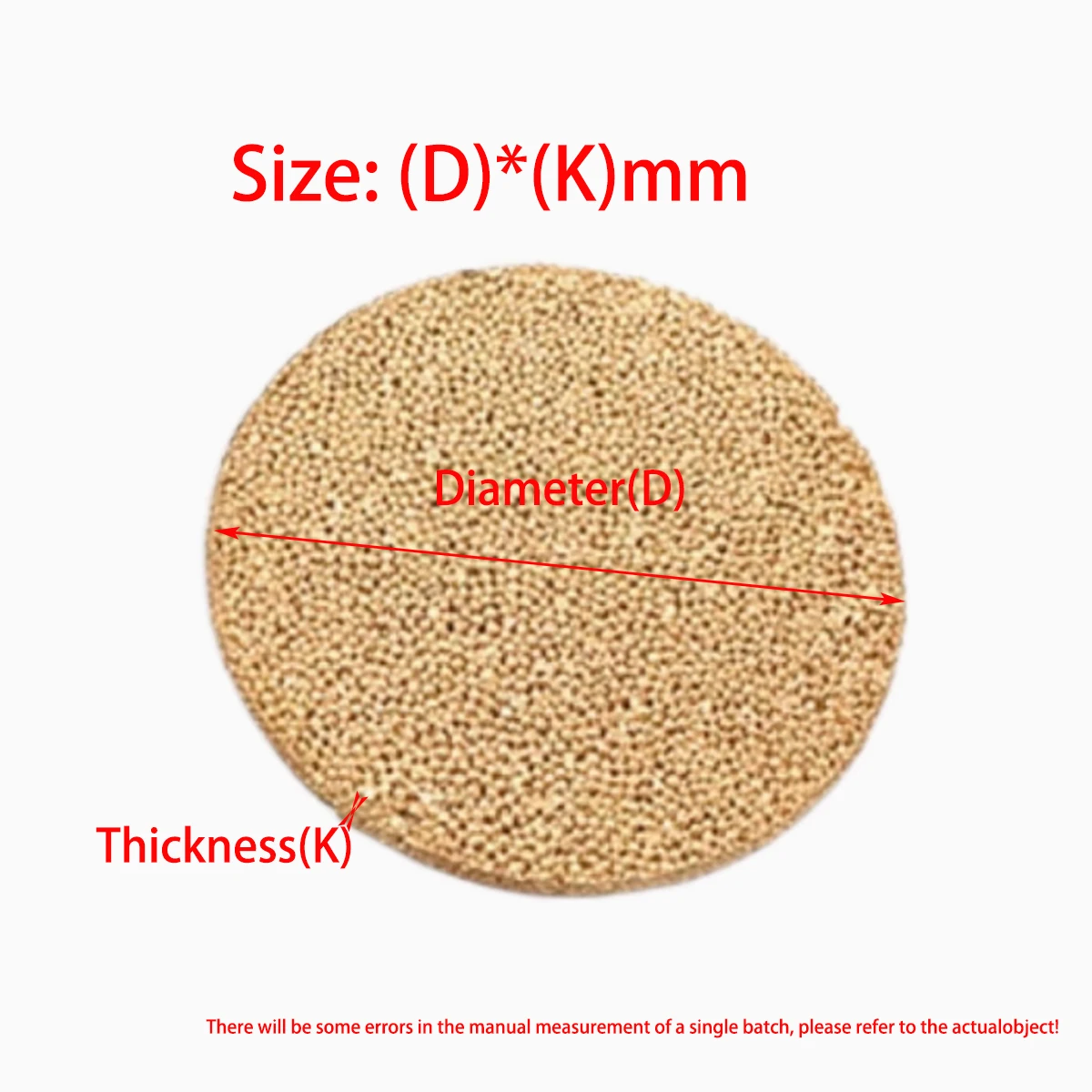 Dia5x3mm Brass Powder Sintered Circular Filter Filtration Granular Air Filter Column Precision