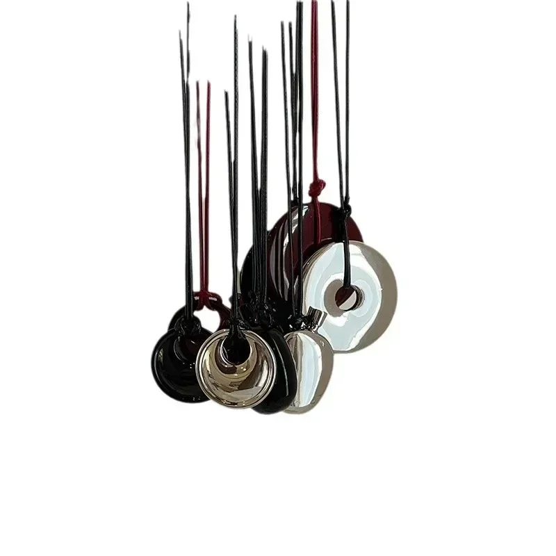 Trendy Jewelry Vintage Temperament Black Cord Geometric Pendant Necklace For Women Girl Gifts Pretty Design Accessories