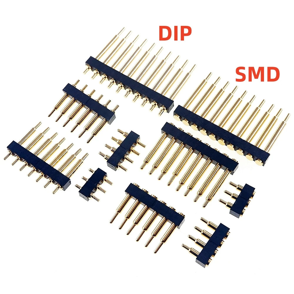 5 pcs SMD DIP Pogo Pin Connector Pogopin Battery Spring Loaded Contact Test Probe Power Charge Pins 2.54 Grid 4-20.5 mm High