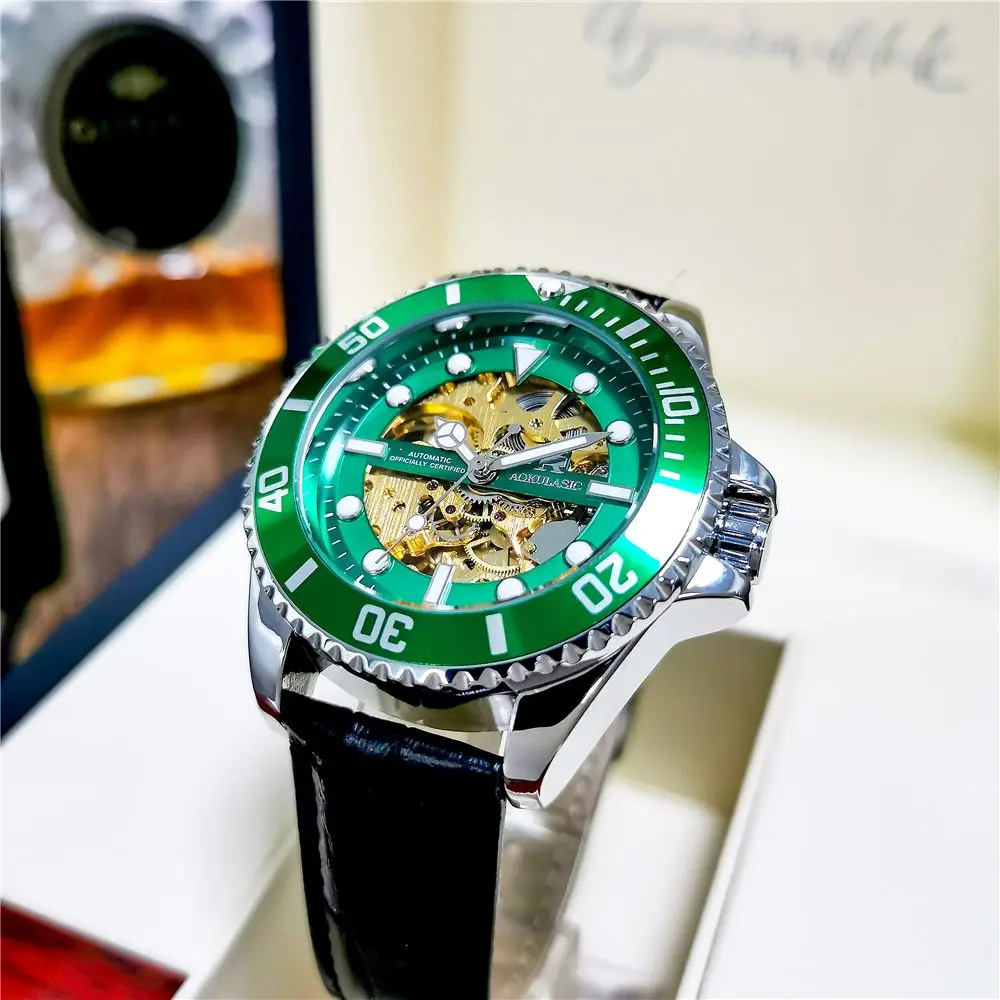 

Европейский и американский стиль, элитная роскошная серия, полностью автоматические механические часы, мужские часы, полый водонепроницаемый кожаный ремешок, модные повседневные простые стильные модные мужские часы