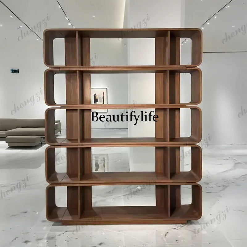 

Italian light luxury solid wood bookcase multi-layer solid wood shelf study shelf storage cabinet minimalist jewelry cabinet